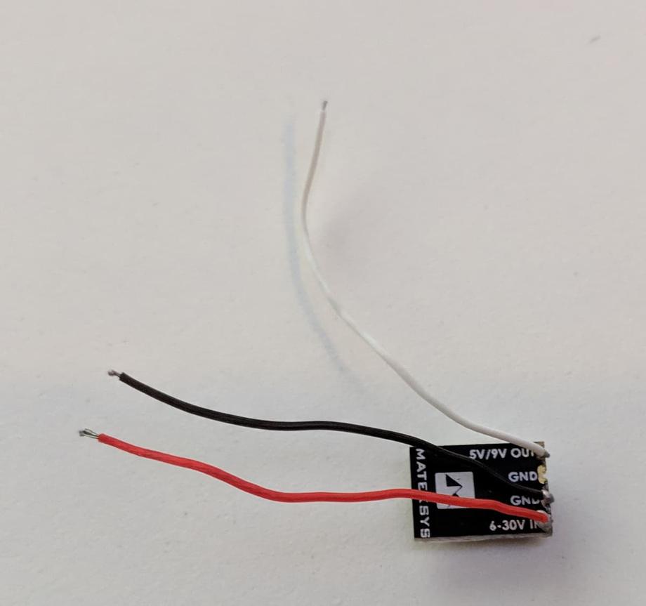 Matek voltage regulator with 3 wires soldered to it