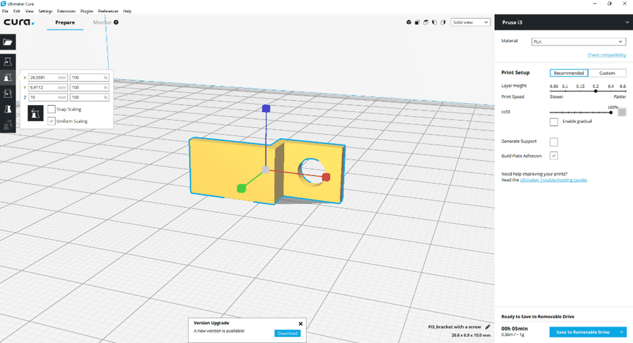 Configuring the 3D print in Cura