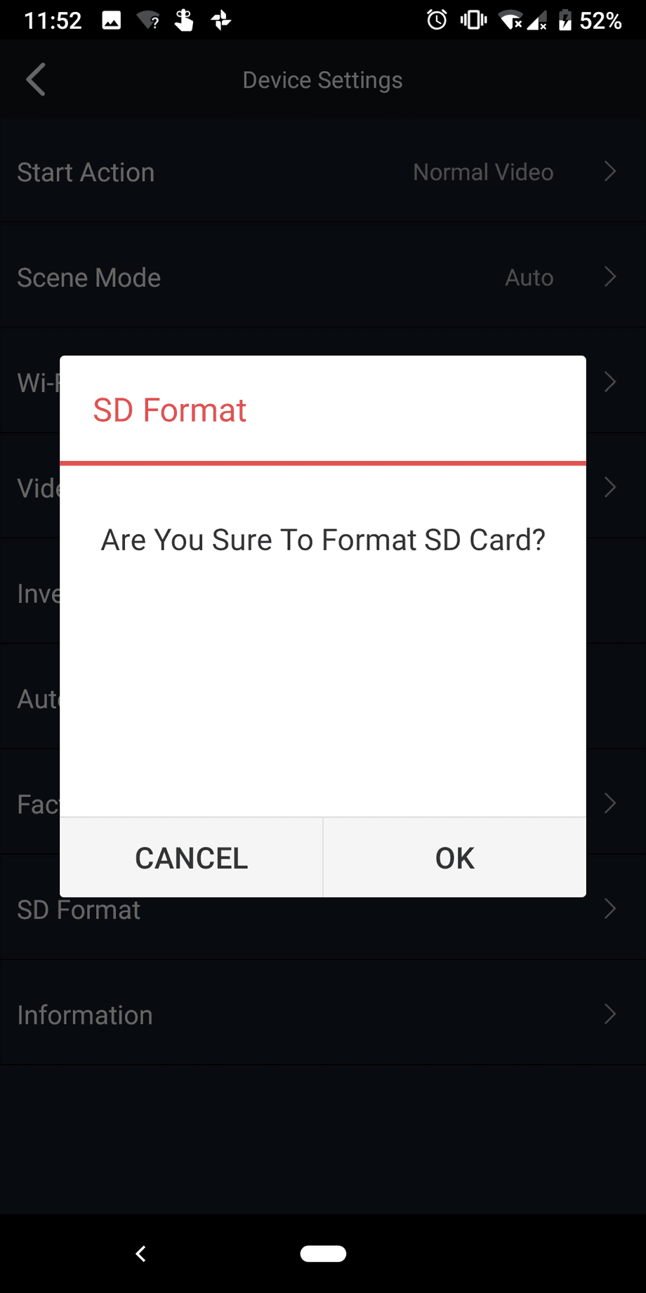 Caddx Tarsier format SD card via the app
