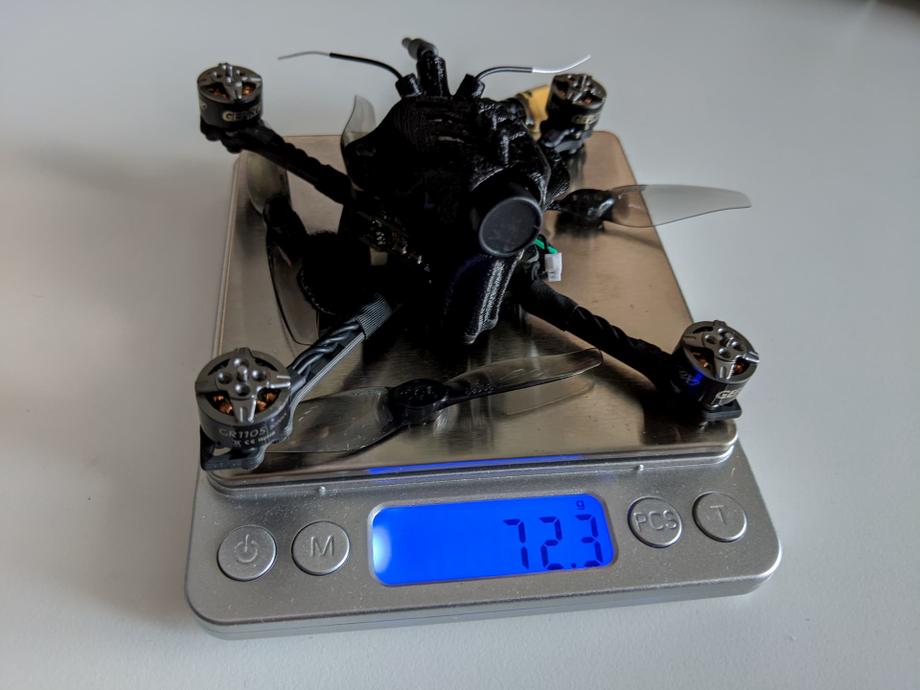 GEPRC Skip3 HD with 4 props weighs 72.3 grams