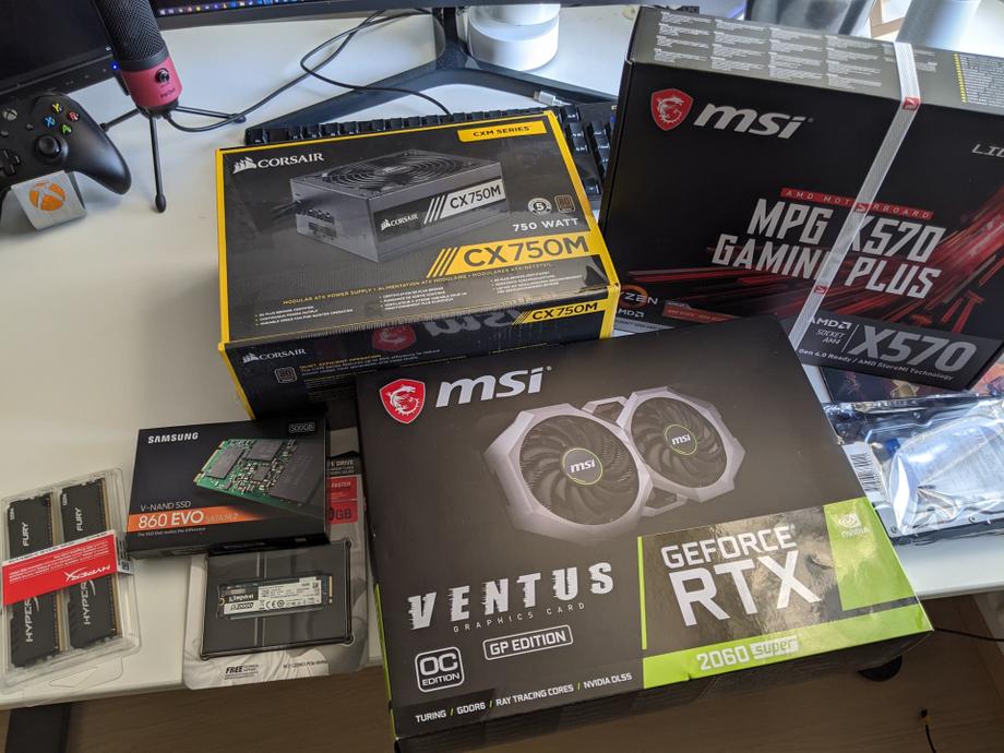 The components for the PC build