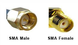 SMA male and SMA female connectors
