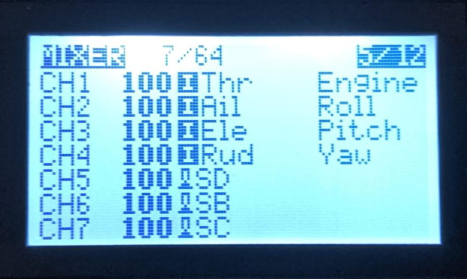 Taranis X-Lite  mixer screen