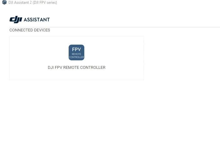 DJI FPV REMOTE CONTROLLER in connected devices in the DJI Assistant 2 app