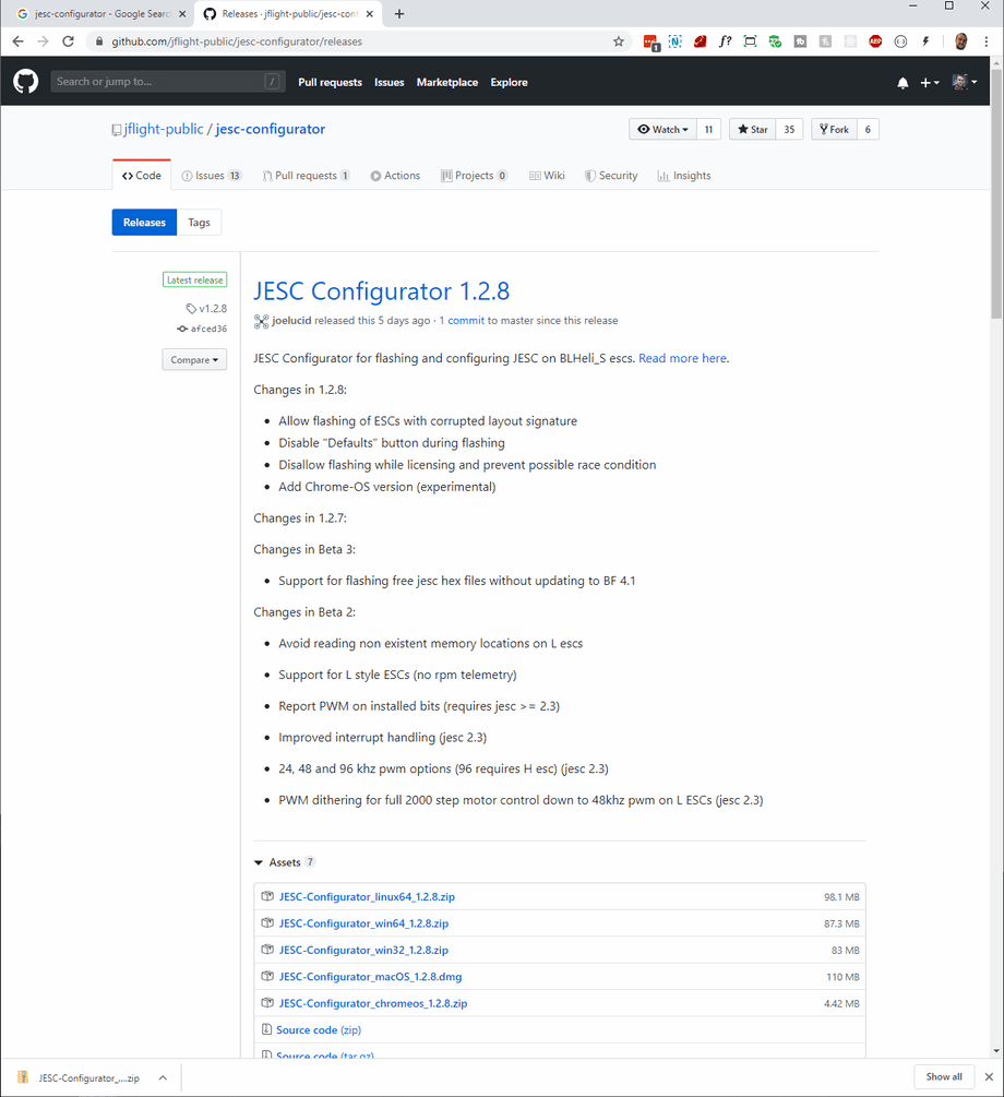 JESC Configurator's GitHub releases page