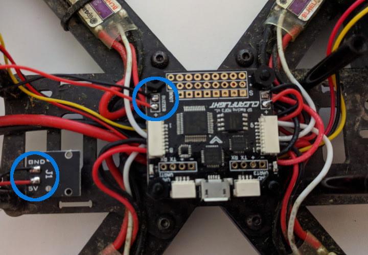 Buzzer soldered to flight controller