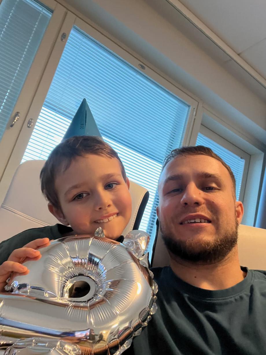 anton and dad and 8th birtday balloon