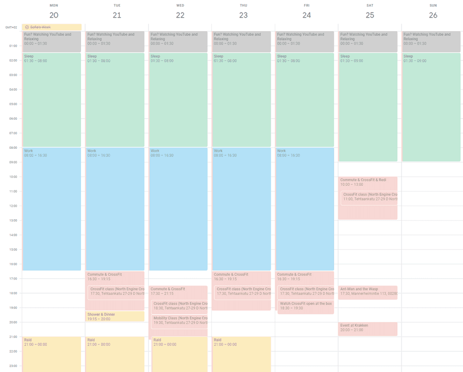 example weekly calendar