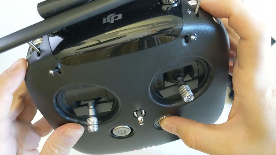 DJI remote controller button to press to link the radio to the DJI air unit
