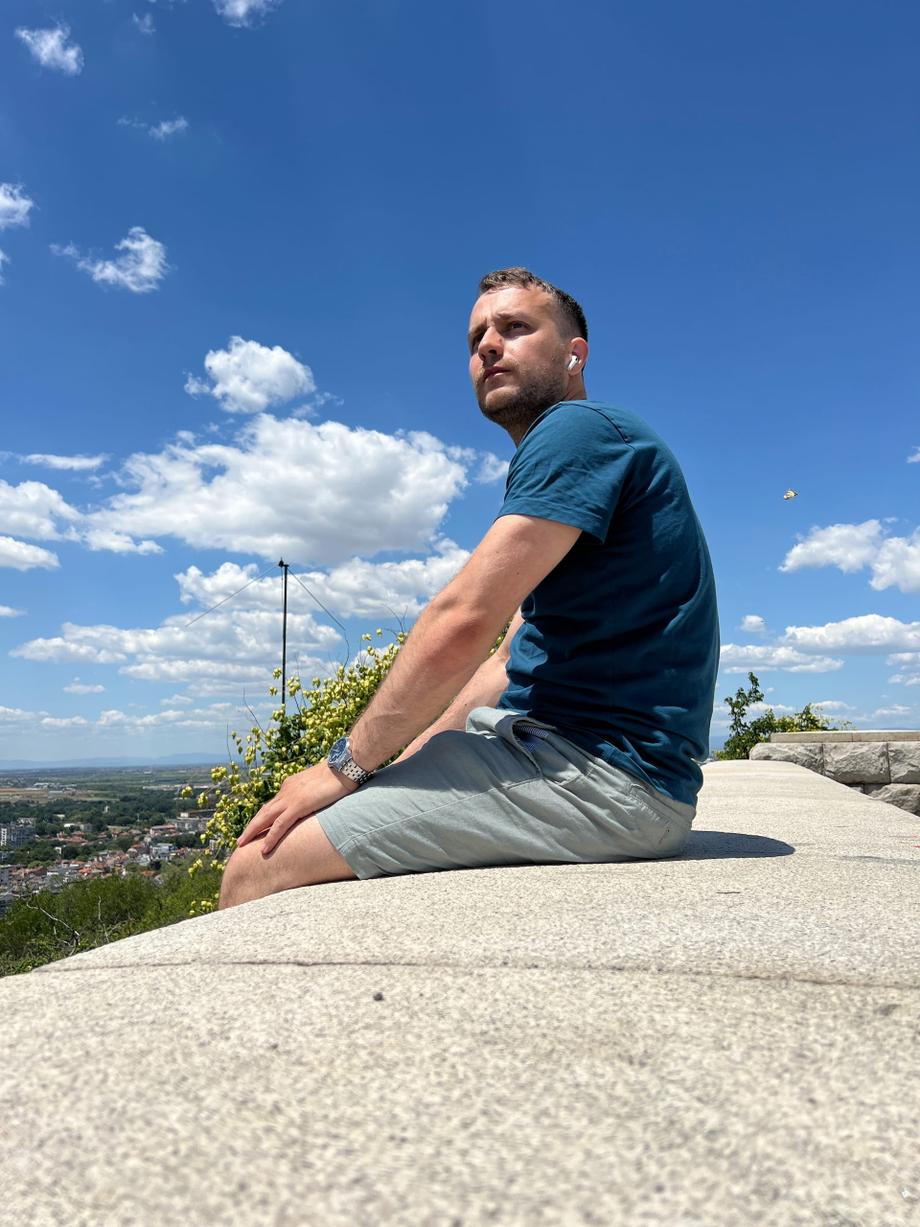 Georgi sitting at the Plovdiv hill