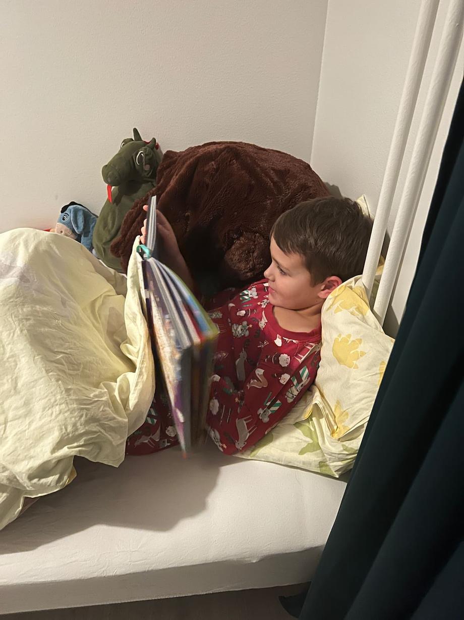 Anton reading a book